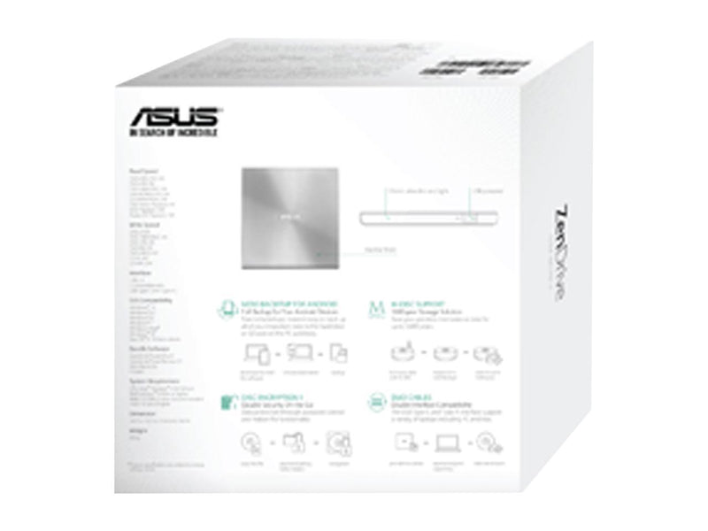 ASUS USB 2.0 External CD/DVD Drive Model SDRW-08U9M-U/SIL
