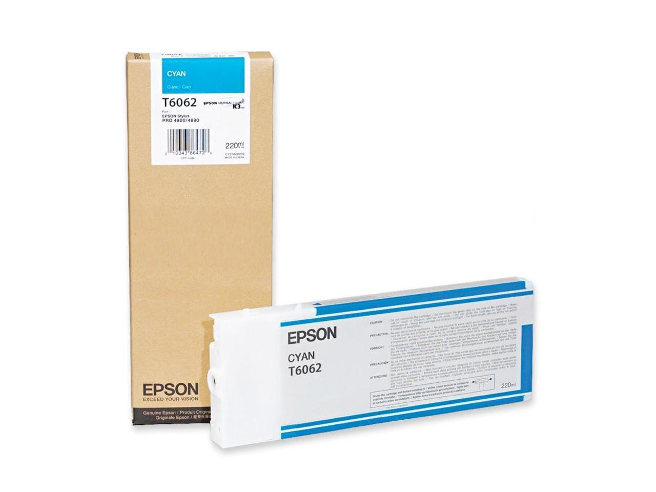 EPSON T606200 220 ml UltraChrome Ink Cartridge Cyan