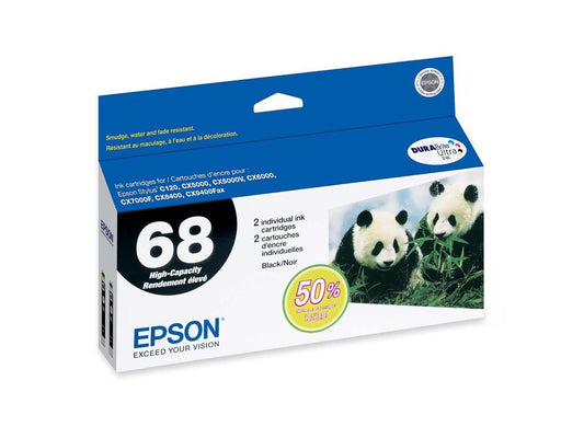 EPSON 68 (T068120-D2) Dual Pack High-Capacity Ink Cartridges Black