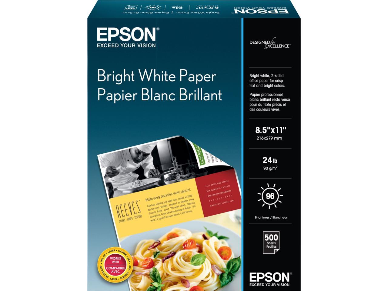 Epson S041586 Bright White Paper - 8.50" x 11" - 500 / Box - Bright White