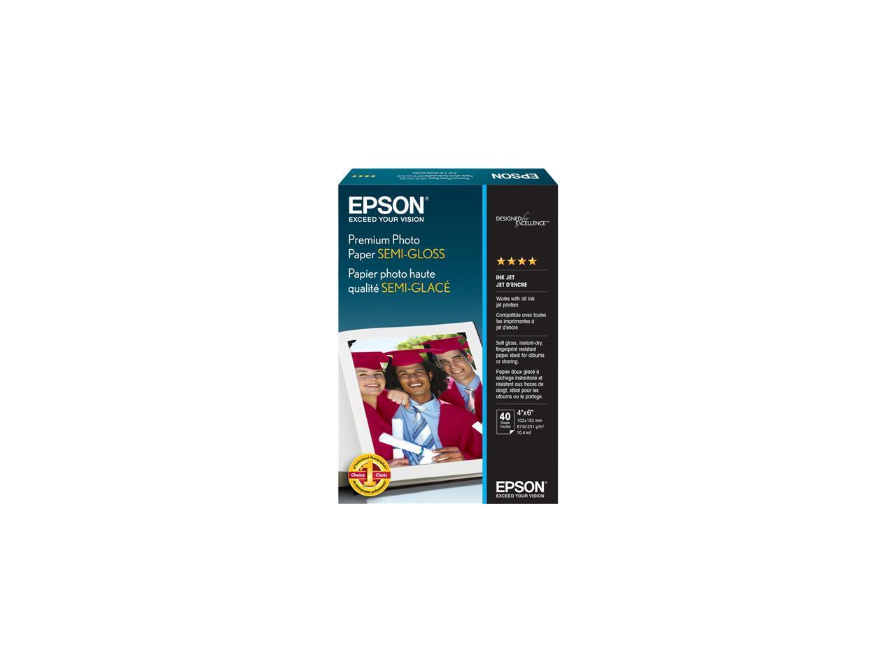 Epson S041982 Photo Paper 4" x 6" - Semi-gloss - 40 Sheet