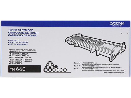 Brother TN660 High Yield Toner Cartridge - Black