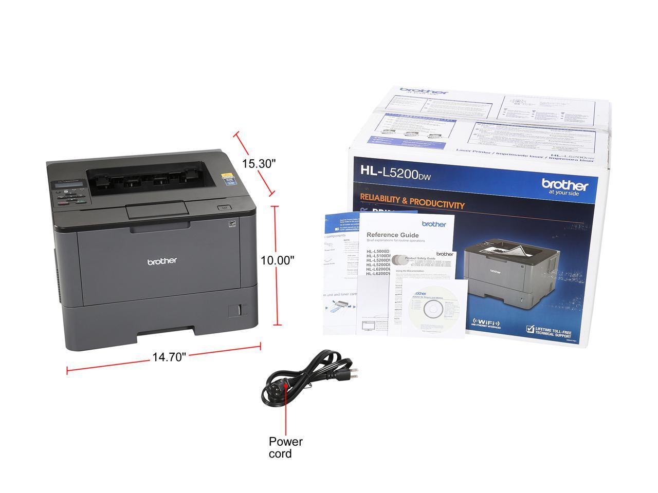 Brother HL-L5200DW Monochrome Laser Printer with Wireless Networking, Mobile Printing and Duplex Printing