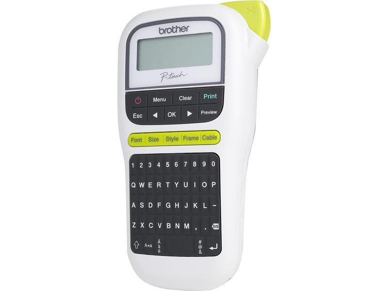 Brother P-touch PT-H110 Easy, Portable Label Maker, Thermal Transfer, 180 dpi, 20mm./sec, Up to 2 Print Lines, Manual Cutter