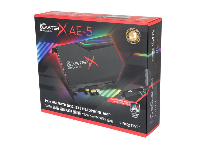 Creative Sound BlasterX AE-5 RGB 5.1 Discrete / 7.1 Virtual Surround Pro Gaming PCIe Sound Card