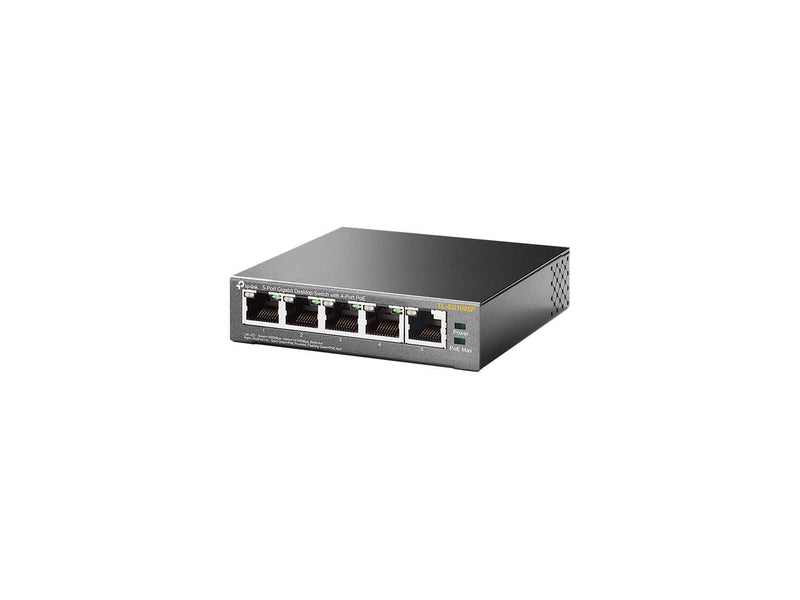 TP-Link 5 Port Gigabit PoE Switch | 4 Port PoE 56W | 802.3af Compliant | Shielded Ports | Traffic Optimization | Plug and Play | Sturdy Metal (TL-SG1005P)