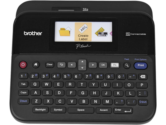 Brother P-touch Label Maker, PC-Connectable Labeler, Color Display, High-Resolution PC Printing, Black, Black/gray PTD600