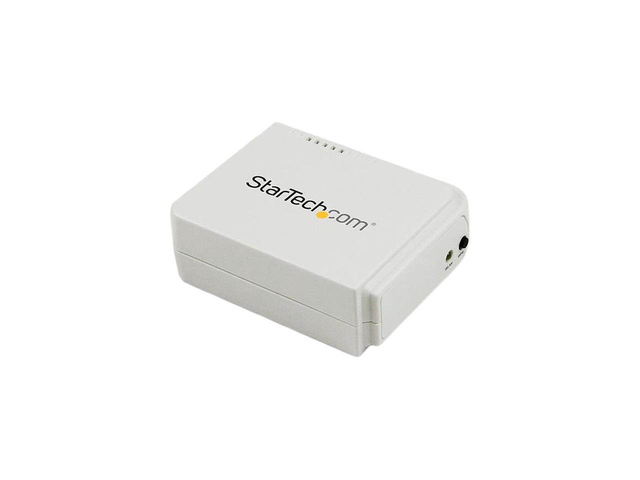 StarTech.com 1 Port USB Wireless N Network Print Server with 10/100 Mbps Ethernet Port - 802.11 b/g/n - Wireless USB 2.0 Print Server