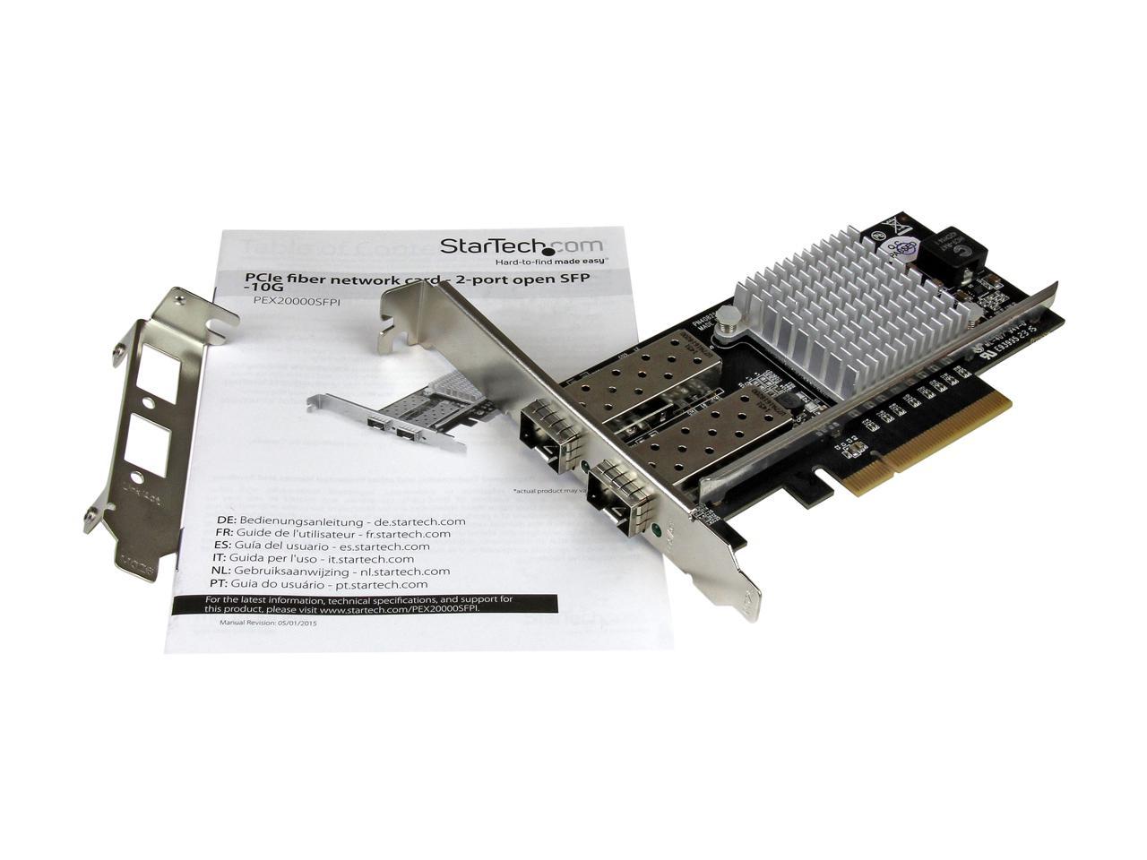 StarTech PEX20000SFPI 10G Network Card - 2 x 10G Open SFP+ Multimode LC Fiber Connector - Intel 82599 Chip - Gigabit Ethernet Card