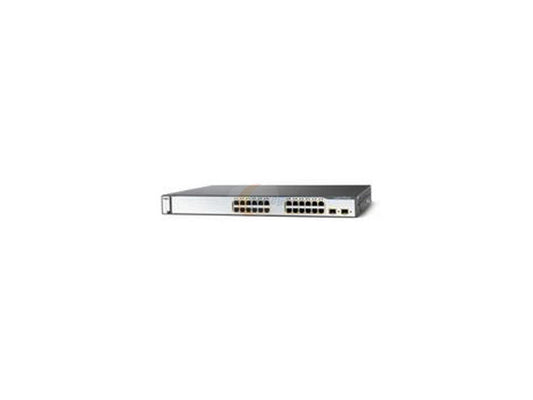 CISCO Catalyst 3750 WS-C3750-24PS-E 10/100Mbps + 1000Mbps Switch 24 x RJ45 + 2 x SFP Up to 12,000 MAC Address Table 128 MB DRAM and 16 MB Flash memory Buffer Memory