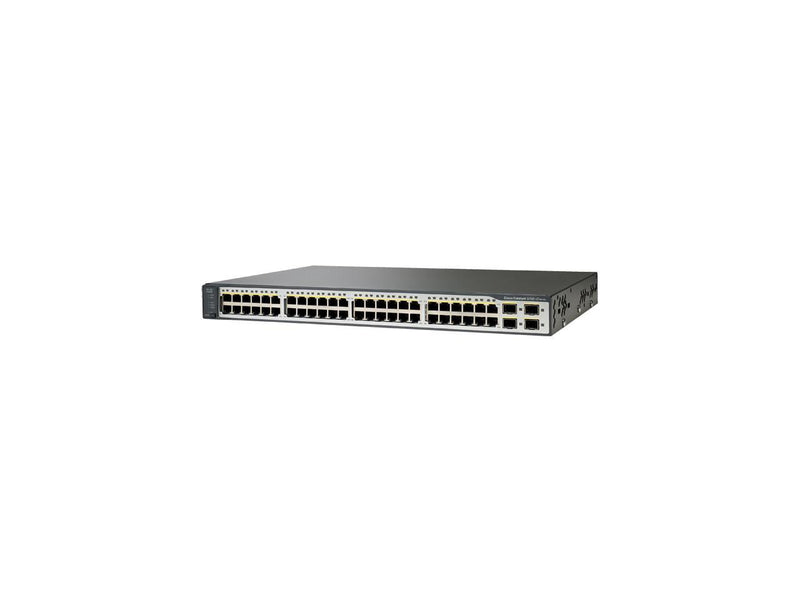 CISCO Catalyst 3750 WS-C3750V2-48TS-E 10/100Mbps Stackable Ethernet Layer 3 Switch48 x RJ45 32MB Buffer Memory