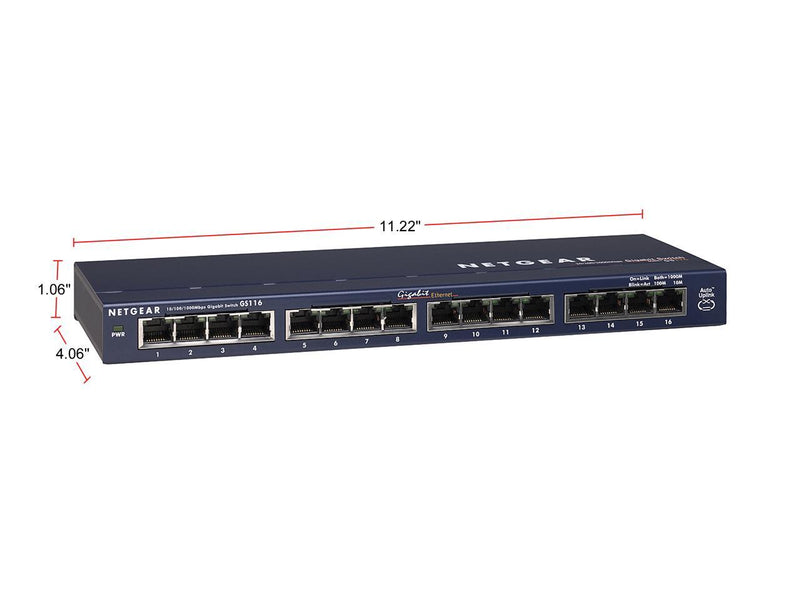 NETGEAR ProSAFE 16-Port Gigabit Ethernet Switch (GS116NA)