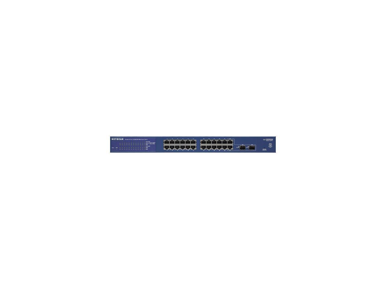NETGEAR 24-Port Gigabit Ethernet Smart Switch (GS724Tv4) - Managed with 2 x 1G SFP, Desktop/Rackmount, and ProSAFE Limited Lifetime Protection
