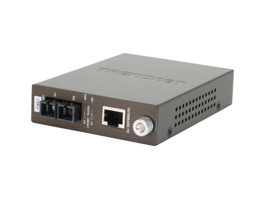 TRENDnet TFC-110S15 100Base-TX to 100Base-FX Single Mode SC Fiber Converter (15KM, 9.3Miles) 100Mbps (half-duplex) 200Mbps (full-duplex) 1 x 10/100Base-TX 1 x 100Base-FX (SC-type)
