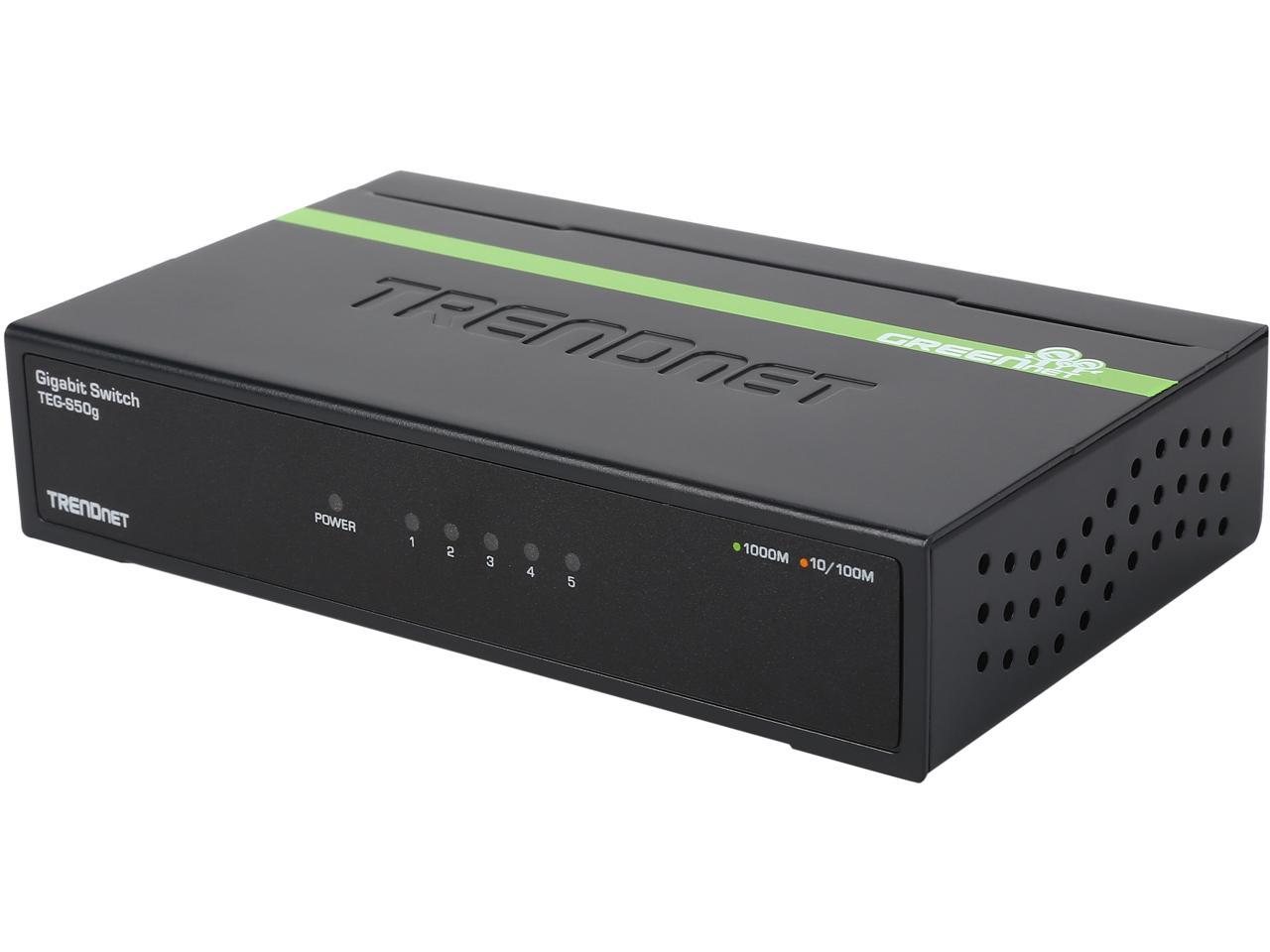 TRENDnet TEG-S50G Unmanaged 5-Port Gigabit GREENnet Switch. Limited Life Time Warranty