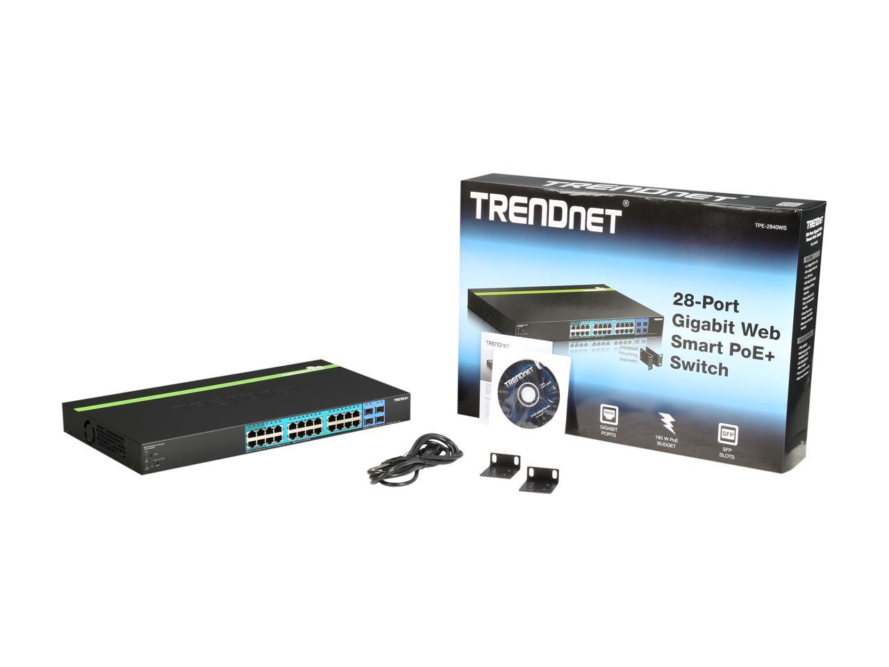 TRENDnet TPE-2840WS 28-Port Gigabit Web Smart PoE+ Switch. Limited Life Time Warranty