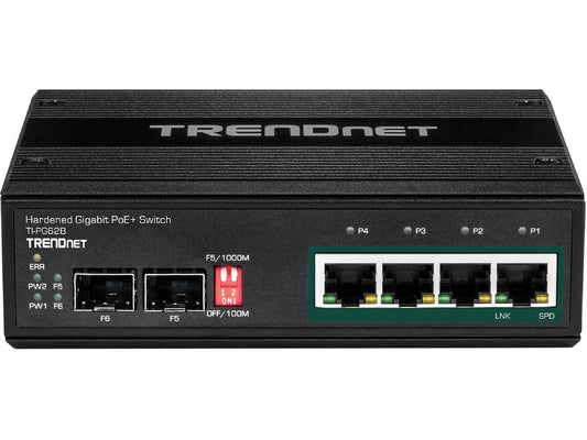 TrendNet TI-PG62B 6-Port Industrial Gigabit PoE+ DIN-Rail Switch 12-56V Limited Lifetime Warranty