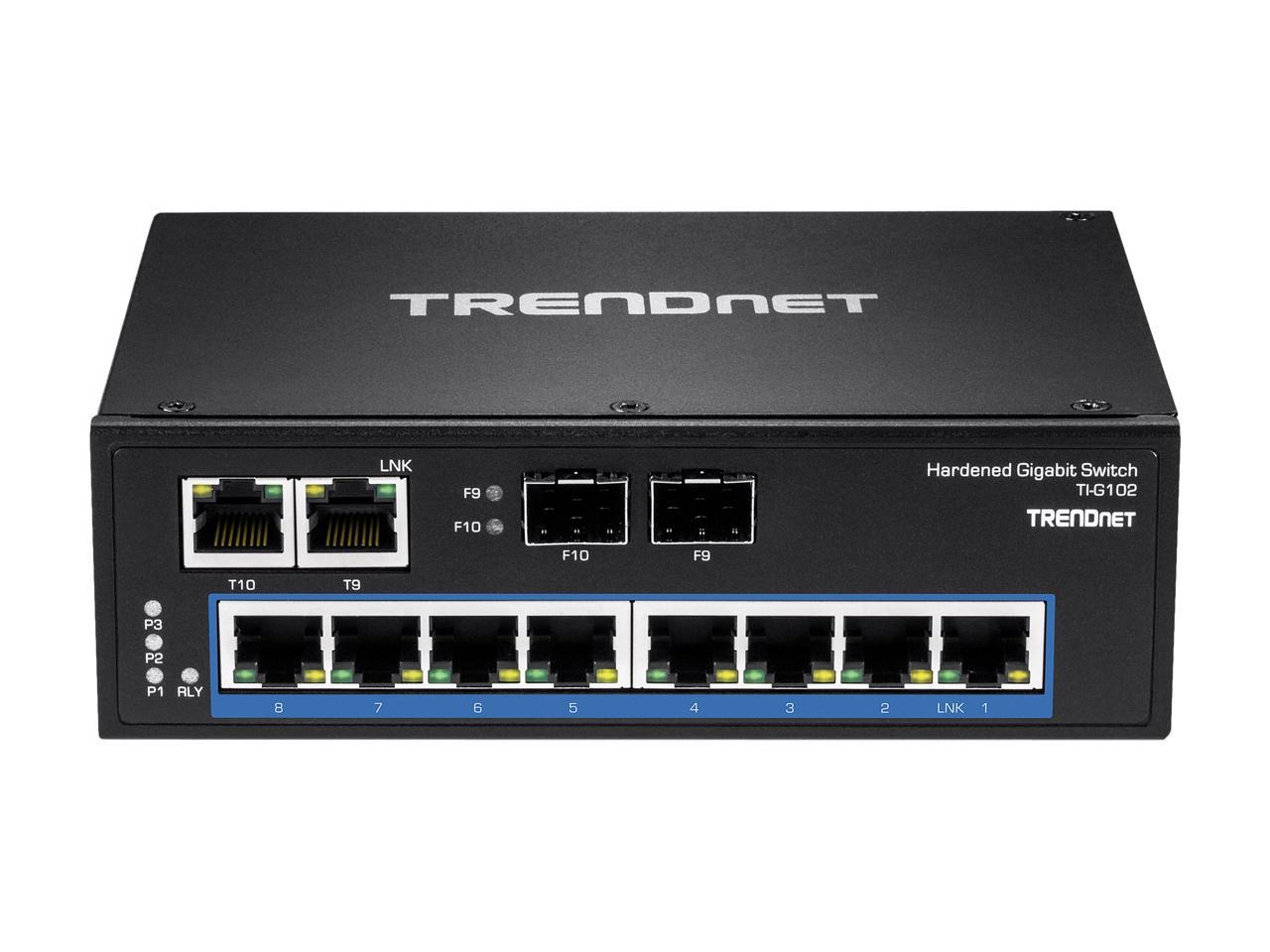 TRENDnet TI-G102 10-Port Hardened Industrial Gigabit DIN-Rail Switch Limited Lifetime Warranty