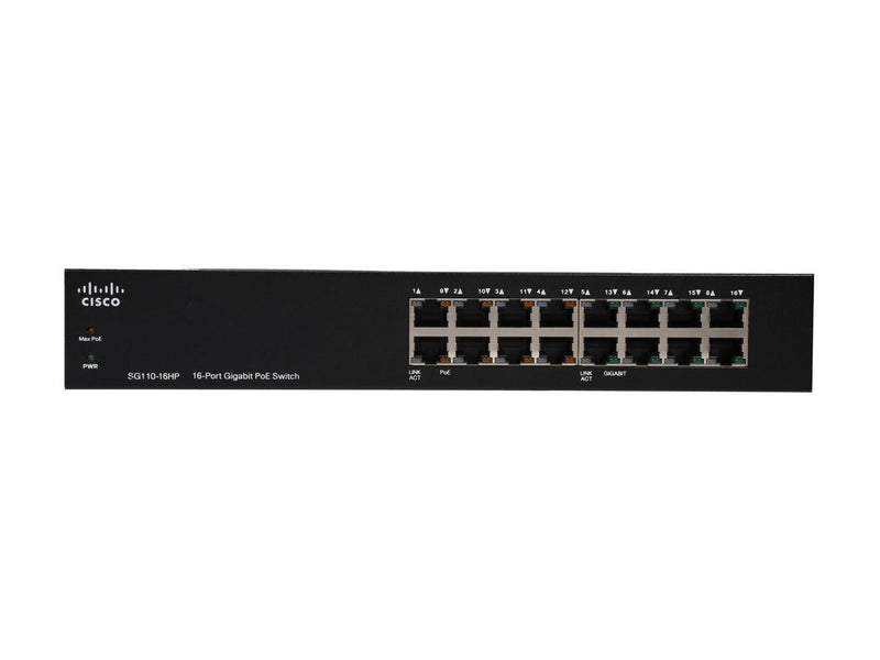 CISCO SG110-16HP 16-Port PoE Unmanaged Gigabit Switch