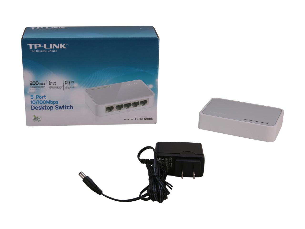 TP-LINK TL-SF1005D 10/100Mbps 5-Port Unmanaged Desktop Switch, Power-Saving