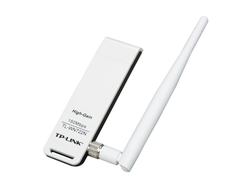 TP-LINK TL-WN722N Wireless N150 High Gain USB Adapter, 150Mbps, w/4 dBi High Gain Detachable Antenna, IEEE 802.11b/g/n, WEP, WPA/WPA2