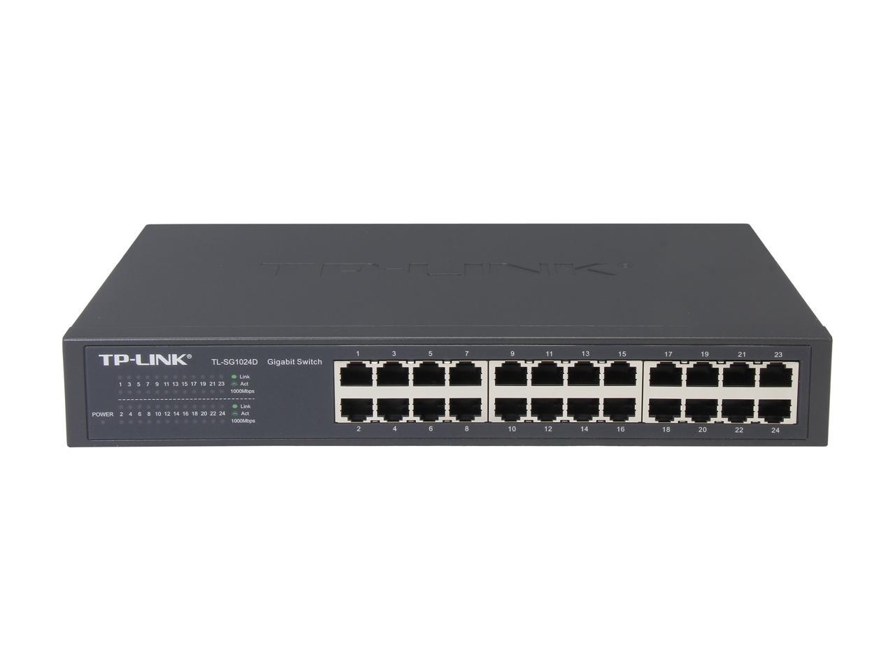 TP-LINK TL-SG1024D 10/100/1000Mbps Unmanaged 24-Port Gigabit Desktop/rackmountable Switch, Metal case, Power-Saving