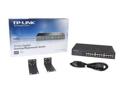 TP-LINK TL-SG1024D 10/100/1000Mbps Unmanaged 24-Port Gigabit Desktop/rackmountable Switch, Metal case, Power-Saving