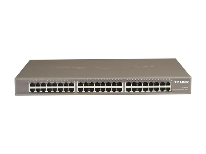 TP-Link 48 Port Gigabit Ethernet Switch | Plug and Play | Sturdy Metal w/ Shielded Ports | Rackmount | Fanless | Lifetime Protection | Traffic Optimization | Unmanaged (TL-SG1048)