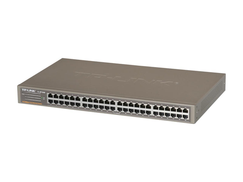 TP-Link 48-Port Fast Ethernet Unmanaged Switch | Plug and Play | Rackmount | Metal | Fanless | Limited Lifetime (TL-SF1048)