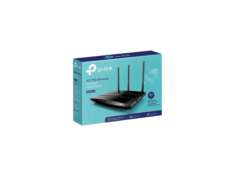 TP-LINK Archer C7 Wireless AC1750 Dual Band Gigabit Router, 450 Mbps on 2.4 GHz + 1300 Mbps on 5 GHz, 1 USB Port, IPv6, Guest Network
