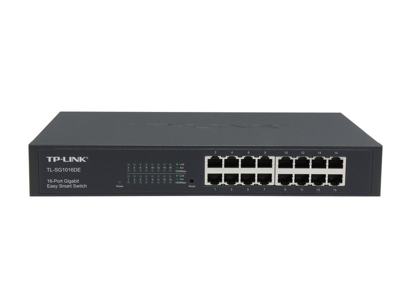 TP-LINK TL-SG1016DE 16-Port Gigabit Easy Smart Switch , 16 10/100/1000 Mbps RJ45 Ports, MTU/Port/Tag-Based VLAN, QoS and IGMP