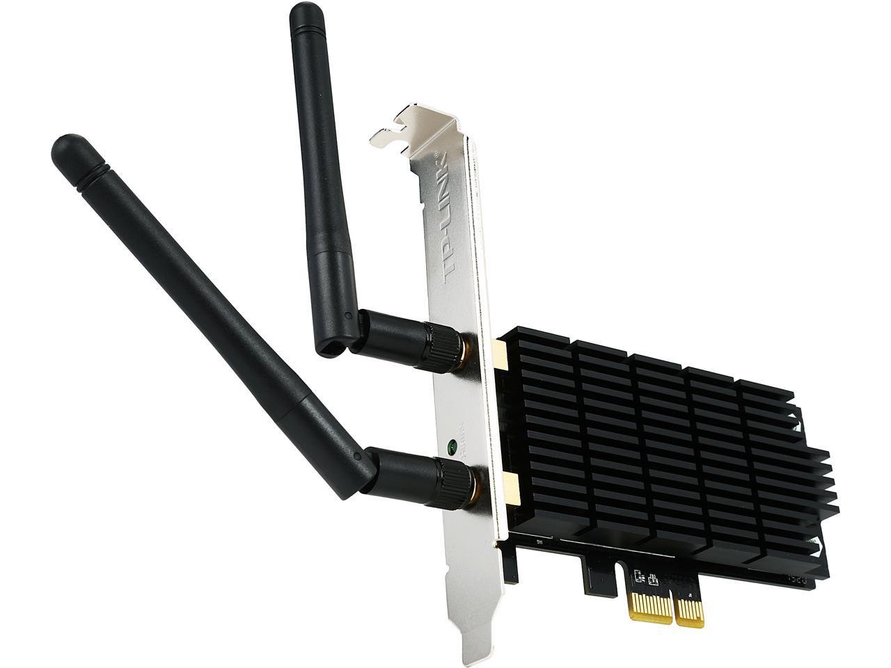 TP-Link Archer T6E AC1300 Wireless Dual Band PCI Express Adapter IEEE 802.11ac / n / a 5GHz, IEEE 802.11b / g / n 2.4GHz PCI Express 867 Mbps at 5 GHz 400 Mbps at 2.4 GHz Wireless Data Rates