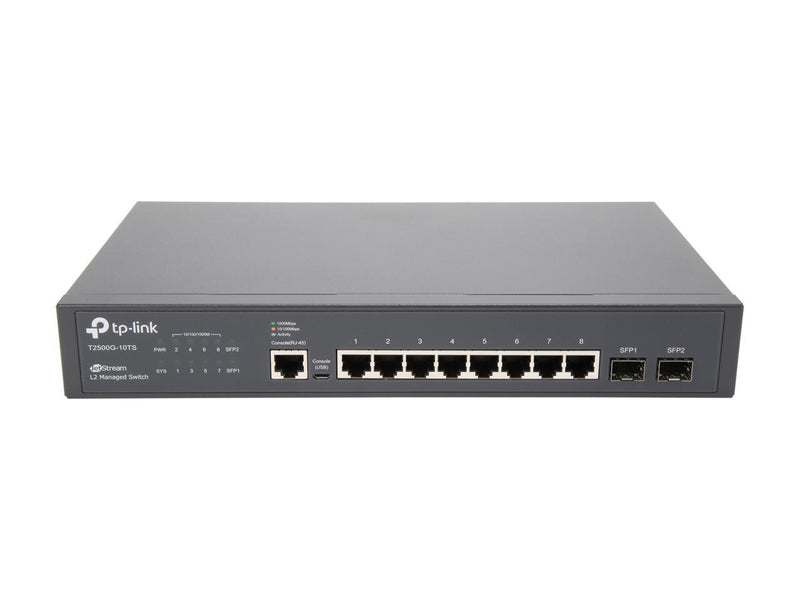 TP-LINK T2500G-10TS JetStream 8-Port Gigabit L2 Managed Switch with 2 SFP Slots