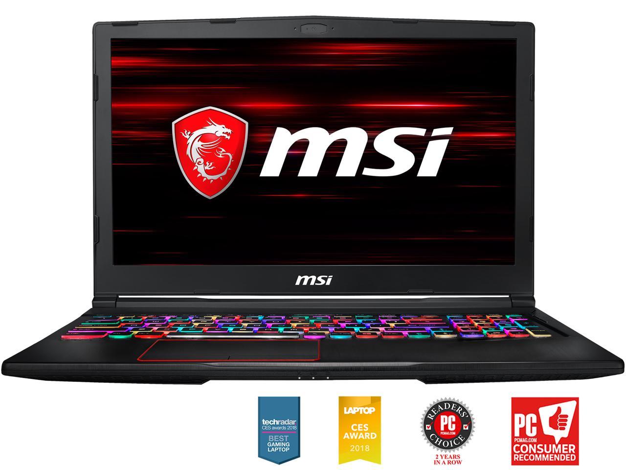 MSI GE63 Raider RGB-010 15.6"120 Hz FHD GTX 1070 8 GB VRAM i7-8750H 16 GB Memory 256 GB SSD 1 TB HDD Windows 10 Home 64-Bit Gaming Laptop