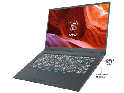 MSI Laptop Prestige 15 A10SC-011 Intel Core i7 10th Gen 10710U (1.10 GHz) 16 GB Memory 512 GB NVMe SSD NVIDIA GeForce GTX 1650 15.6" Windows 10 Pro 64-bit