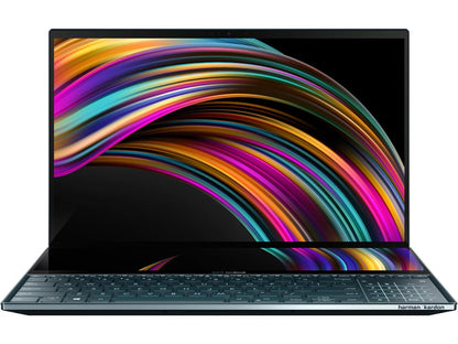 ASUS ZenBook Pro Duo UX581 15.6" 4K UHD NanoEdge Bezel Touch, Intel Core i9-9980HK, 32 GB RAM, 1 TB PCIe SSD, GeForce RTX 2060, Innovative ScreenPad Plus, Windows 10 Pro - UX581GV-XB94T, Celestial Blue