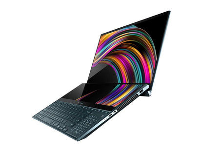 ASUS ZenBook Pro Duo UX581 15.6" 4K UHD NanoEdge Bezel Touch, Intel Core i9-9980HK, 32 GB RAM, 1 TB PCIe SSD, GeForce RTX 2060, Innovative ScreenPad Plus, Windows 10 Pro - UX581GV-XB94T, Celestial Blue