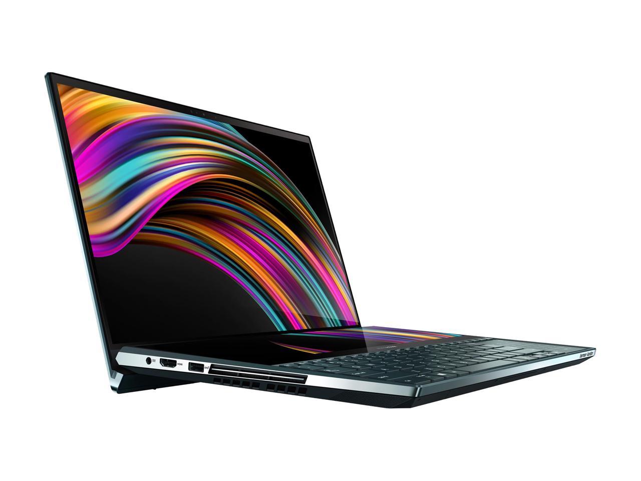 ASUS ZenBook Pro Duo UX581 15.6" 4K UHD NanoEdge Bezel Touch, Intel Core i7-9750H, 16 GB RAM, 1 TB PCIe SSD, GeForce RTX 2060, Innovative ScreenPad Plus, Windows 10 Pro - UX581GV-XB74T, Celestial Blue