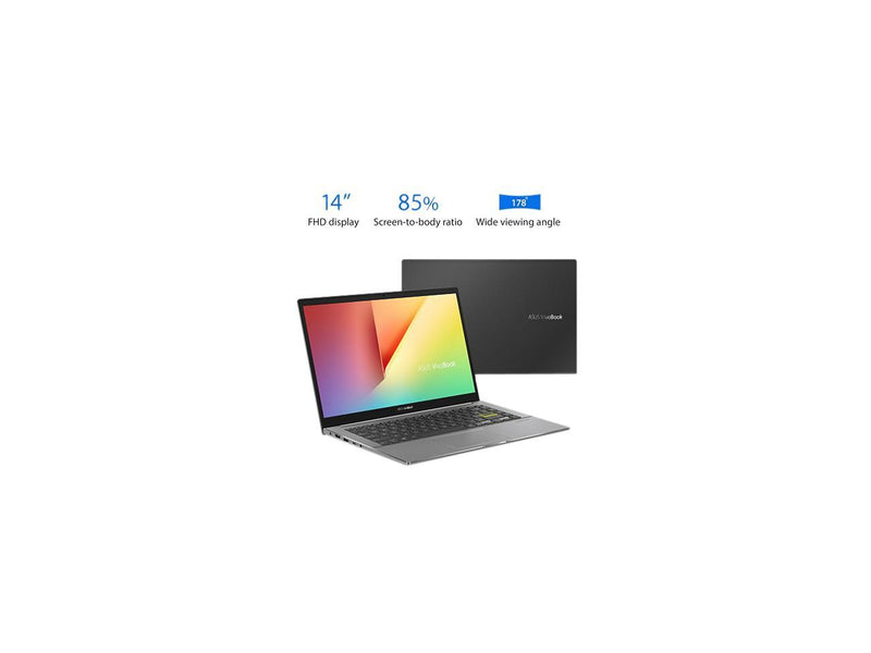 ASUS VivoBook S14 S433 Thin and Light Laptop, 14" FHD Display, Intel Core i5-1135G7 CPU, 8 GB DDR4 RAM, 512 GB PCIe SSD, Thunderbolt 3, Wi-Fi 6, Windows 10 Home, Indie Black, S433EA-DH51