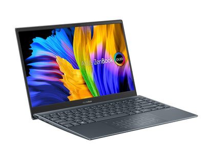 ASUS ZenBook 13 Ultra-Slim Laptop, 13.3" OLED FHD NanoEdge Bezel Display, AMD Ryzen 7 5700U, 8GB LPDDR4X RAM, 512GB PCIe SSD, NumberPad, Wi-Fi 5, Windows 10 Home, Pine Grey, UM325UA-DS71