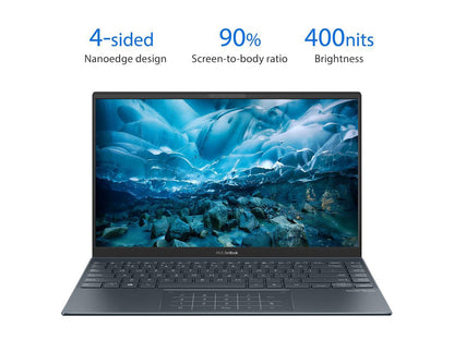 ASUS ZenBook 14 Ultra-Slim Laptop 14" Full HD NanoEdge Display, Intel Core i5-1135G7, 8GB RAM, 512GB PCIe SSD, NumberPad, Thunderbolt 4, Windows 10 Home, AI Noise-cancellation, Pine Grey, UX425EA-EH51