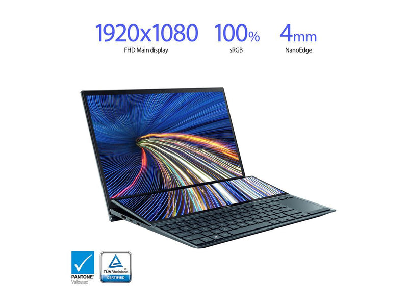 ASUS ZenBook Duo 14 UX482 14" FHD Touch Display, Intel Evo Platform, Core i5-1155G7, 8GB RAM, 512GB PCIe SSD, ScreenPad Plus, Windows 10 Home, Wifi 6, Celestial Blue, UX482EAR-EB51T