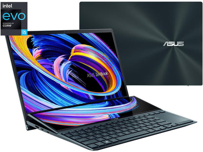 ASUS ZenBook Duo 14 UX482 14" FHD Touch Display, Intel Evo Platform, Core i5-1155G7, 8GB RAM, 512GB PCIe SSD, ScreenPad Plus, Windows 10 Home, Wifi 6, Celestial Blue, UX482EAR-EB51T