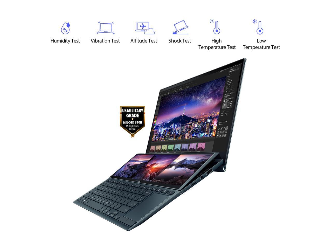 ASUS ZenBook Duo 14 UX482 14" FHD Touch Display, Intel Evo Platform, Core i5-1155G7, 8GB RAM, 512GB PCIe SSD, ScreenPad Plus, Windows 10 Home, Wifi 6, Celestial Blue, UX482EAR-EB51T