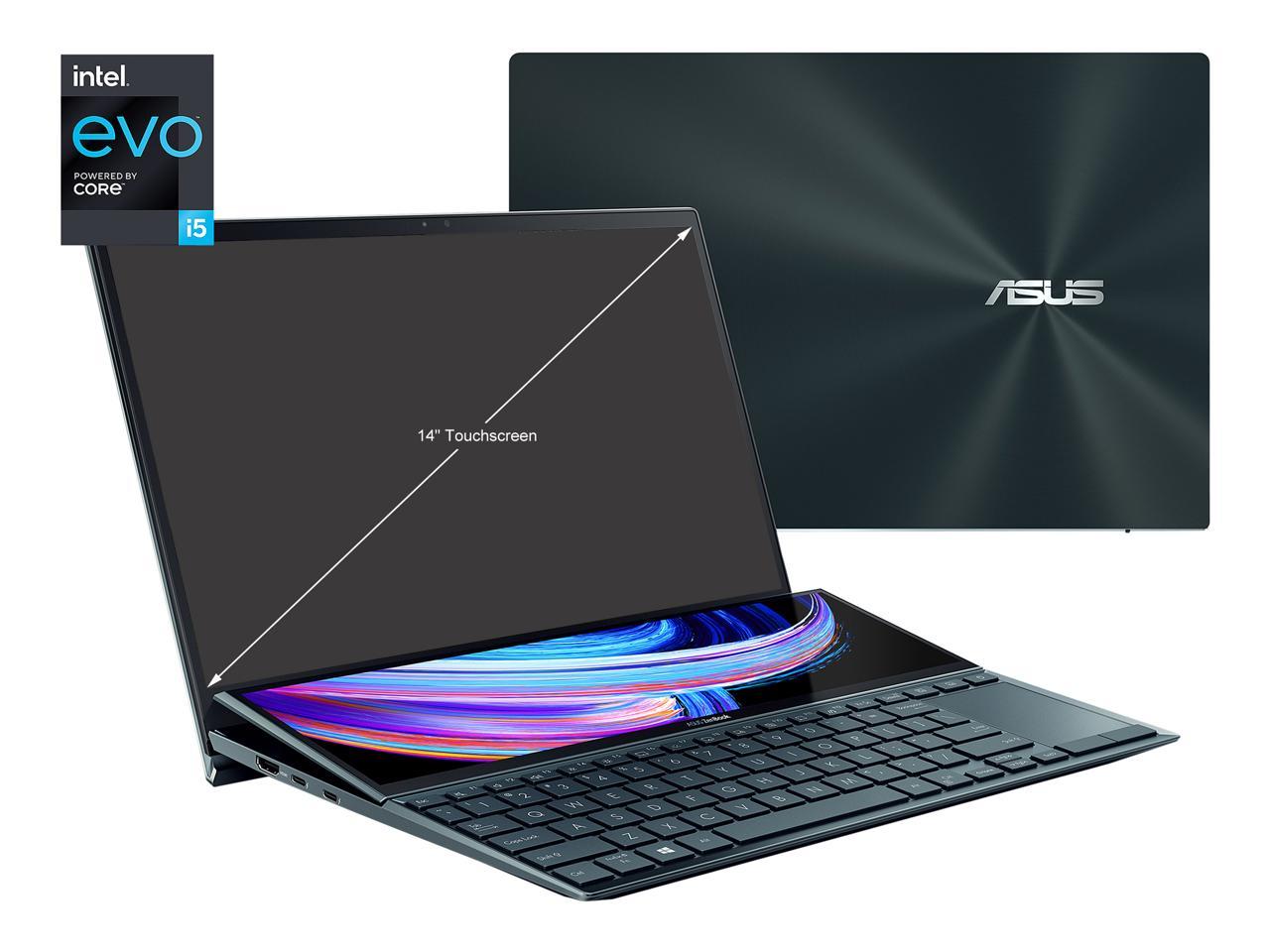 ASUS ZenBook Duo 14 UX482 14" FHD Touch Display, Intel Evo Platform, Core i5-1155G7, 8GB RAM, 512GB PCIe SSD, ScreenPad Plus, Windows 10 Home, Wifi 6, Celestial Blue, UX482EAR-EB51T