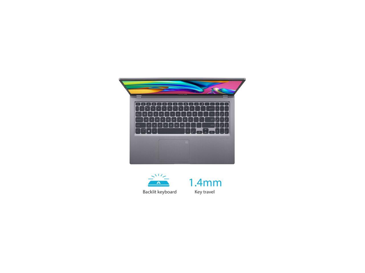 ASUS VivoBook 15 F515 Thin and Light Laptop, 15.6" FHD Display, Core i7-1165G7 Processor, Iris Xe Graphics, 8GB DDR4 RAM, 512GB SSD, Fingerprint, Windows 11 Home, Slate Grey, F515EA-DH75
