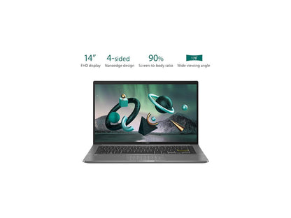 ASUS VivoBook S14 S435 Laptop, 14" FHD Display, Intel Evo Platform, i7-1165G7 CPU, 8GB RAM, 512GB PCIe SSD, Windows 11 Home, AI Noise-Cancellation, Deep Green, S435EA-DH71-GR