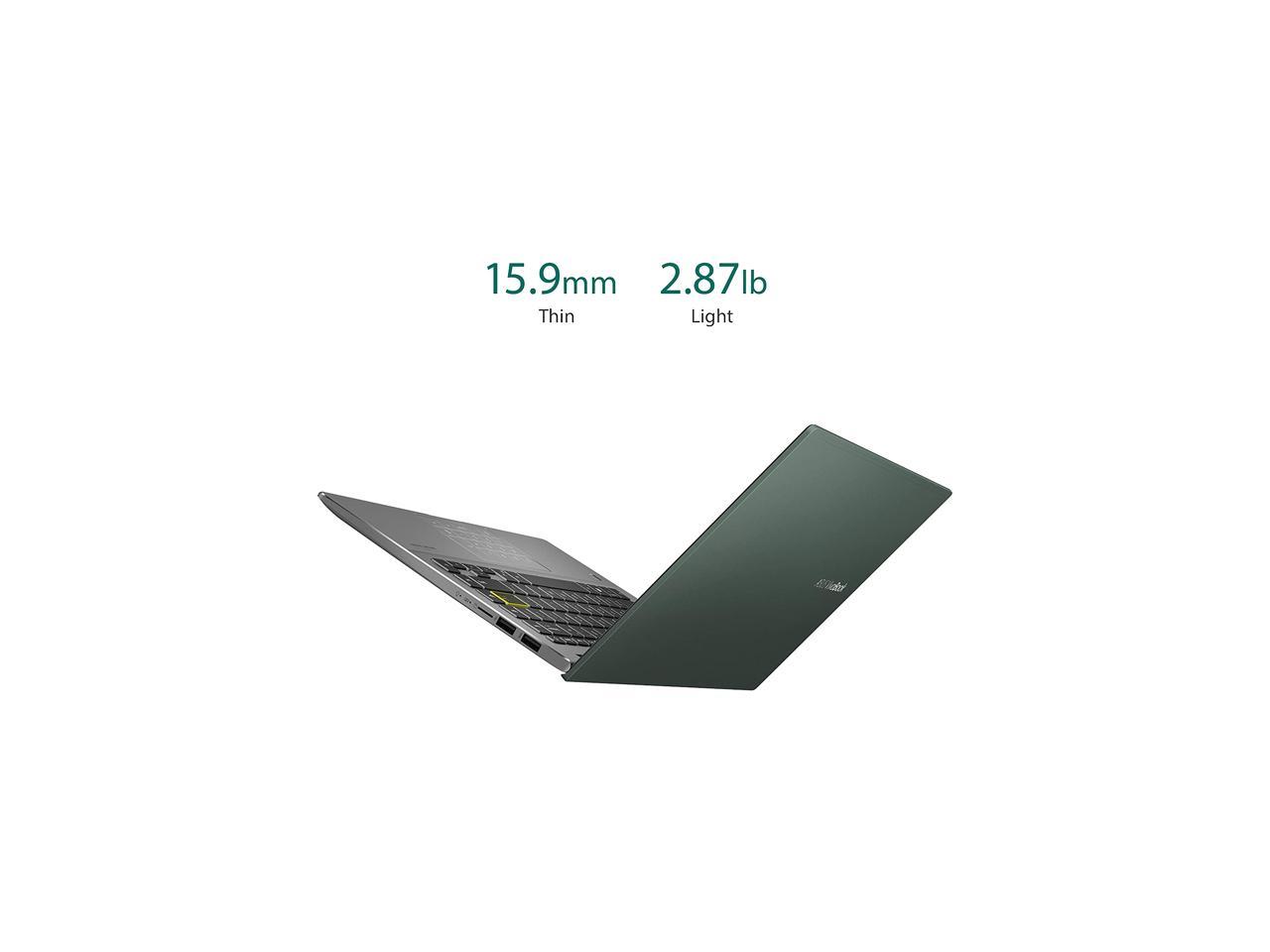 ASUS VivoBook S14 S435 Laptop, 14" FHD Display, Intel Evo Platform, i7-1165G7 CPU, 8GB RAM, 512GB PCIe SSD, Windows 11 Home, AI Noise-Cancellation, Deep Green, S435EA-DH71-GR