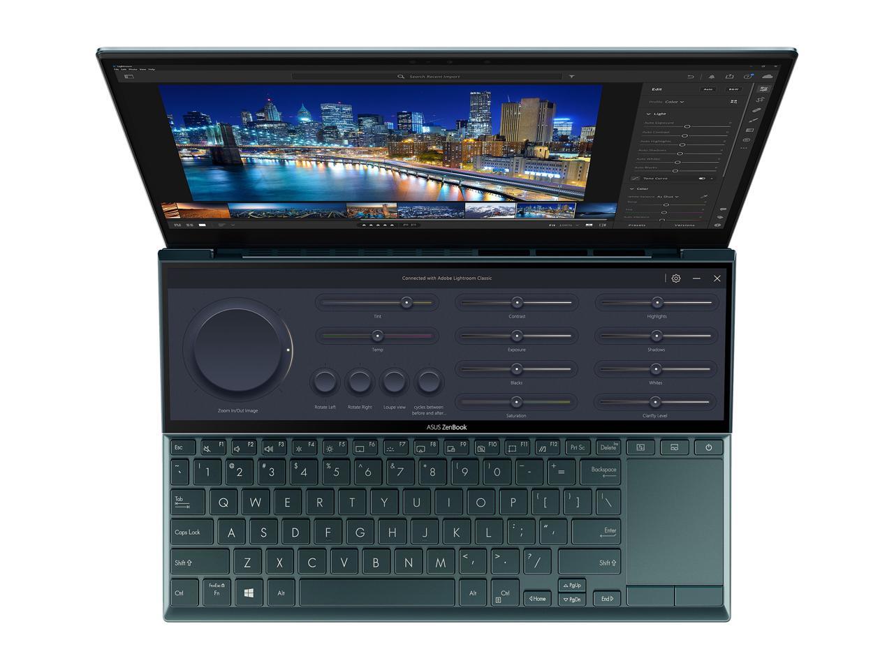 ASUS ZenBook Duo 14 UX482 14" FHD NanoEdge Touch Display, Core i7-1195G7, GeForce MX450, 16GB RAM, 1TB SSD, Innovative ScreenPad Plus, Windows 11 Pro, Celestial Blue, UX482EGR-XB74T
