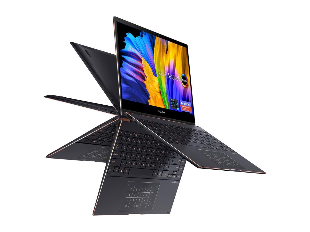 ASUS ZenBook Flip S13 OLED Ultra Slim Laptop, 13.3" 4K Touch, Intel Evo Platform Core i7-1165G7 CPU, 16GB RAM, 1TB SSD, Thunderbolt4, TPM, Win10 Pro, AI Noise-cancellation, Jade Black, UX371EA-XB76T